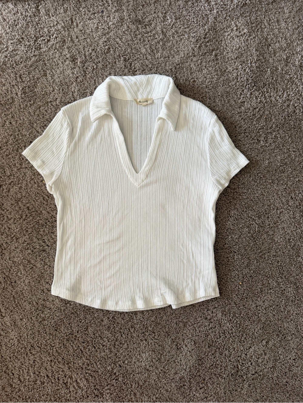 Madewell Ribbed V-Neck Polo Tee